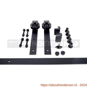 Henderson R80/20 schuifdeurbeslag Rustic verpakte set 100 kg zwart 2000 mm - Y20300165 - afbeelding 1