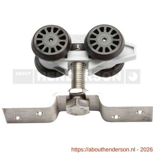 Henderson 284N/RVS schuifdeurbeslag RVS 280 hangrol met bevestigingsplaat kunststof body 50 kg voor rail 280RVS - Y20300444 - afbeelding 1