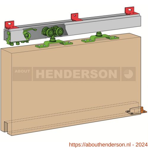 Henderson H100E/30AN verpakte 280-Husky schuifdeurbeslag set 3000 mm aluminium geanodiseerd 100 kg - Y20300154 - afbeelding 1