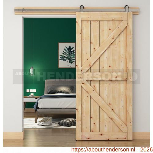 Henderson R80T/30SS Rustic Top schuifdeurbeslag verpakte set 100 kg RVS 3000 mm - Y20301187 - afbeelding 1